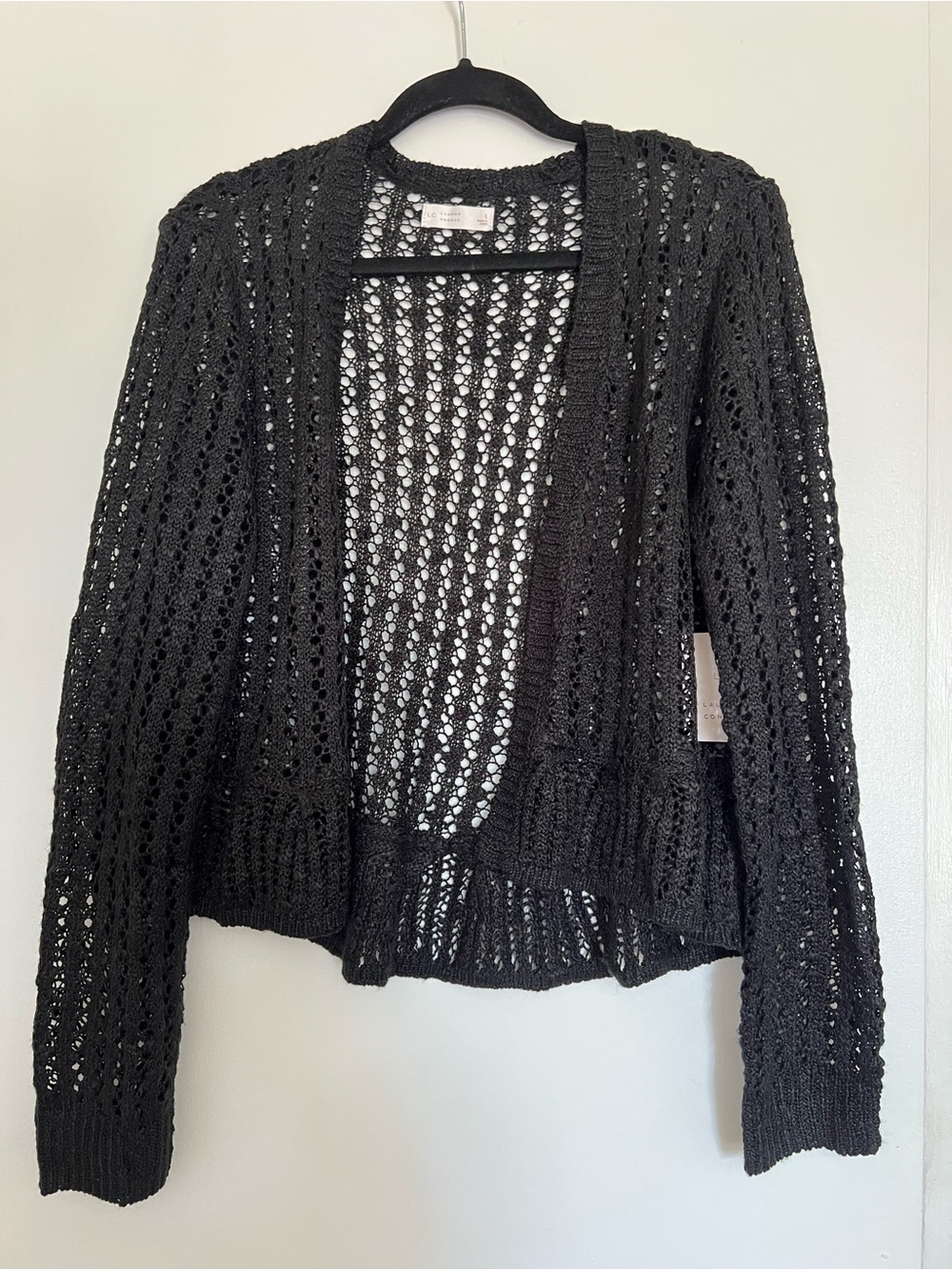 LC Lauren Conrad Black Open-Knit Cardigan